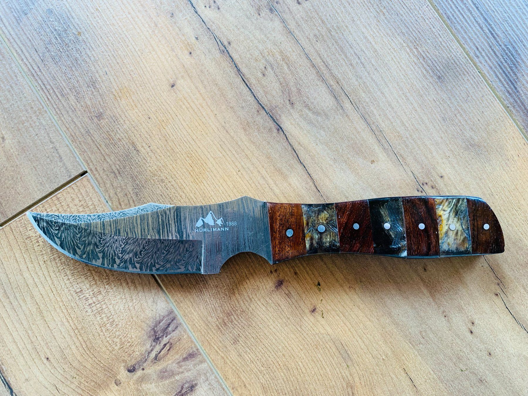 Damast Messer feststehend 22cm hürlimann No. 01