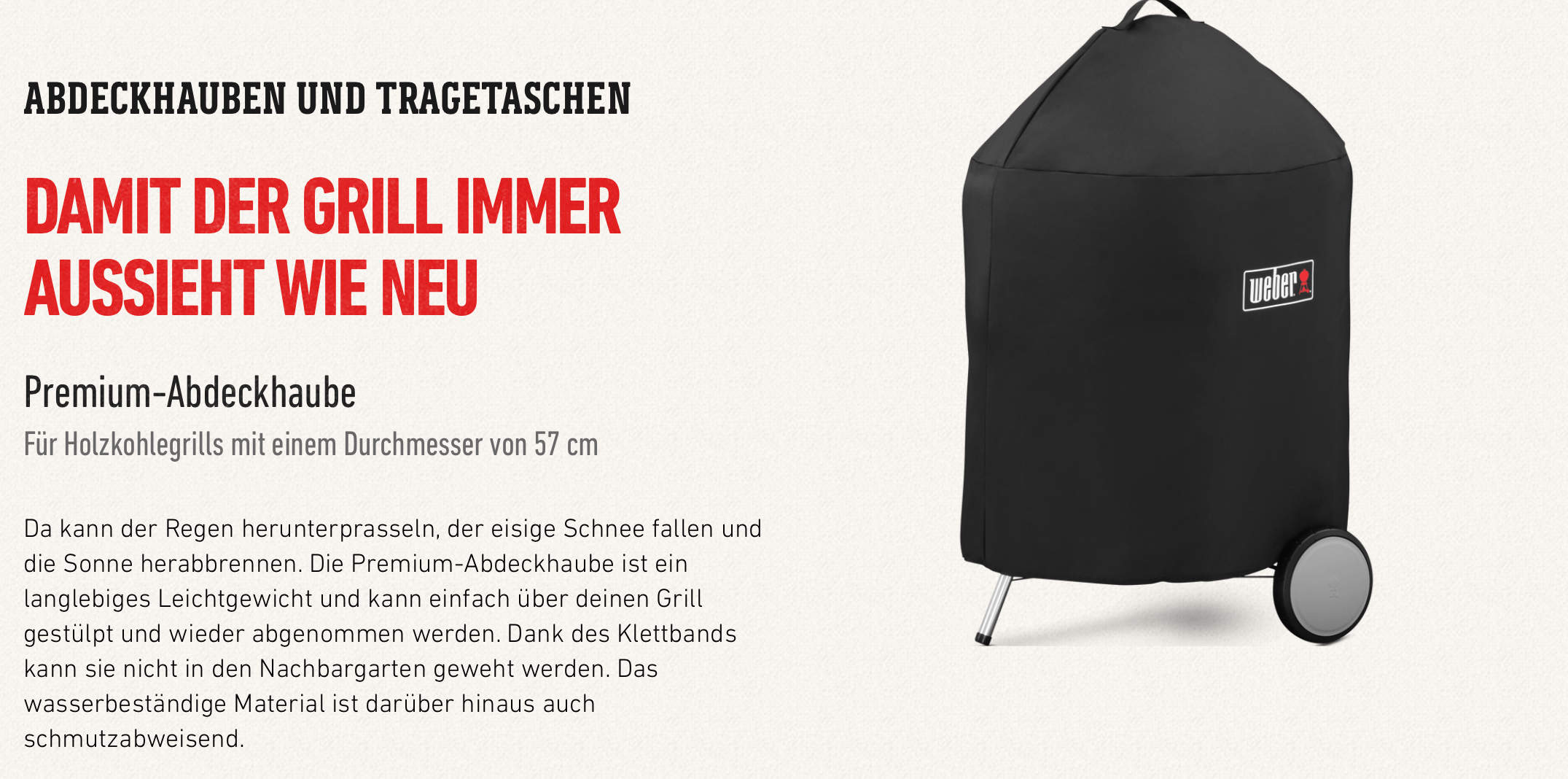 Weber Premium Abdeckhaube für Holzkohlegrills 57 cm