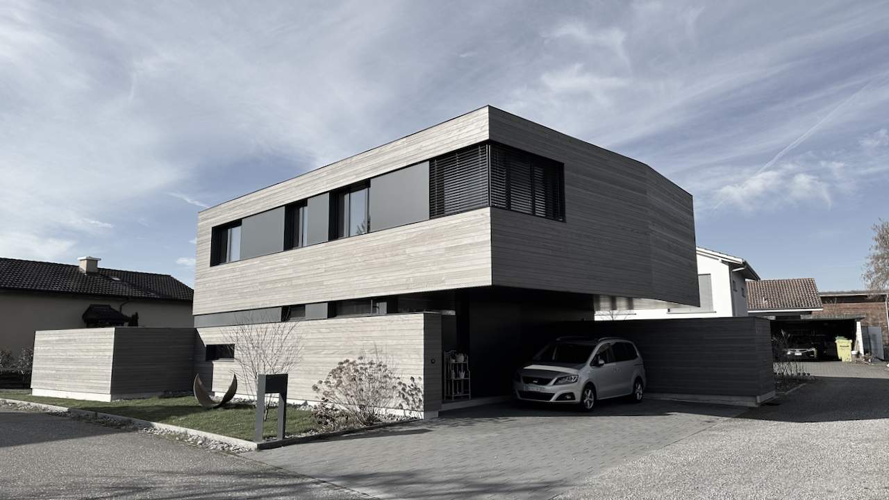 Einfamilienhaus, m11architekten, Architektur, Architekturbüro Solothurn, Holzfassade, Sichtbeton