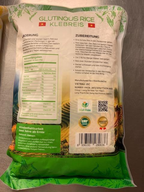 Klebreis, AAA Glutinous Rice Vietnam 1 Kilogramm