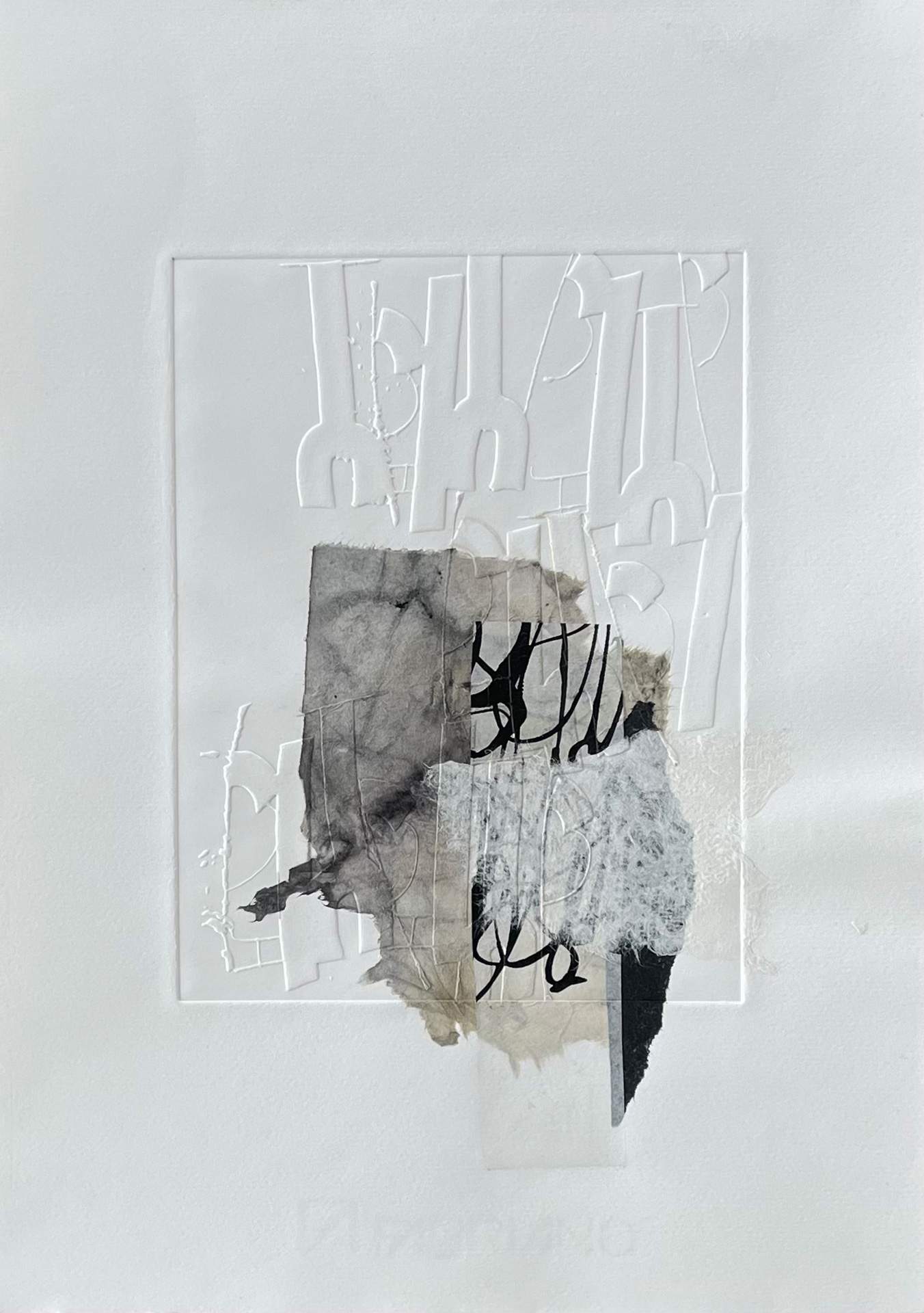 Prägung mit Collage auf Papier, 25 x 35 cm