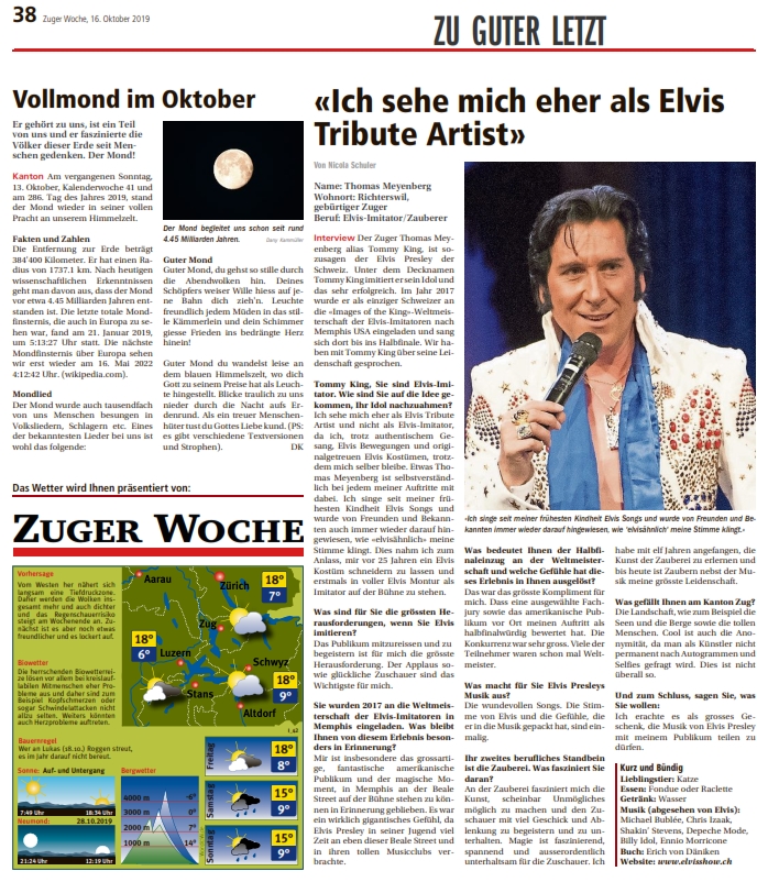 Elvis Imitator Schweiz Thomas Meyenberg, Tommy King