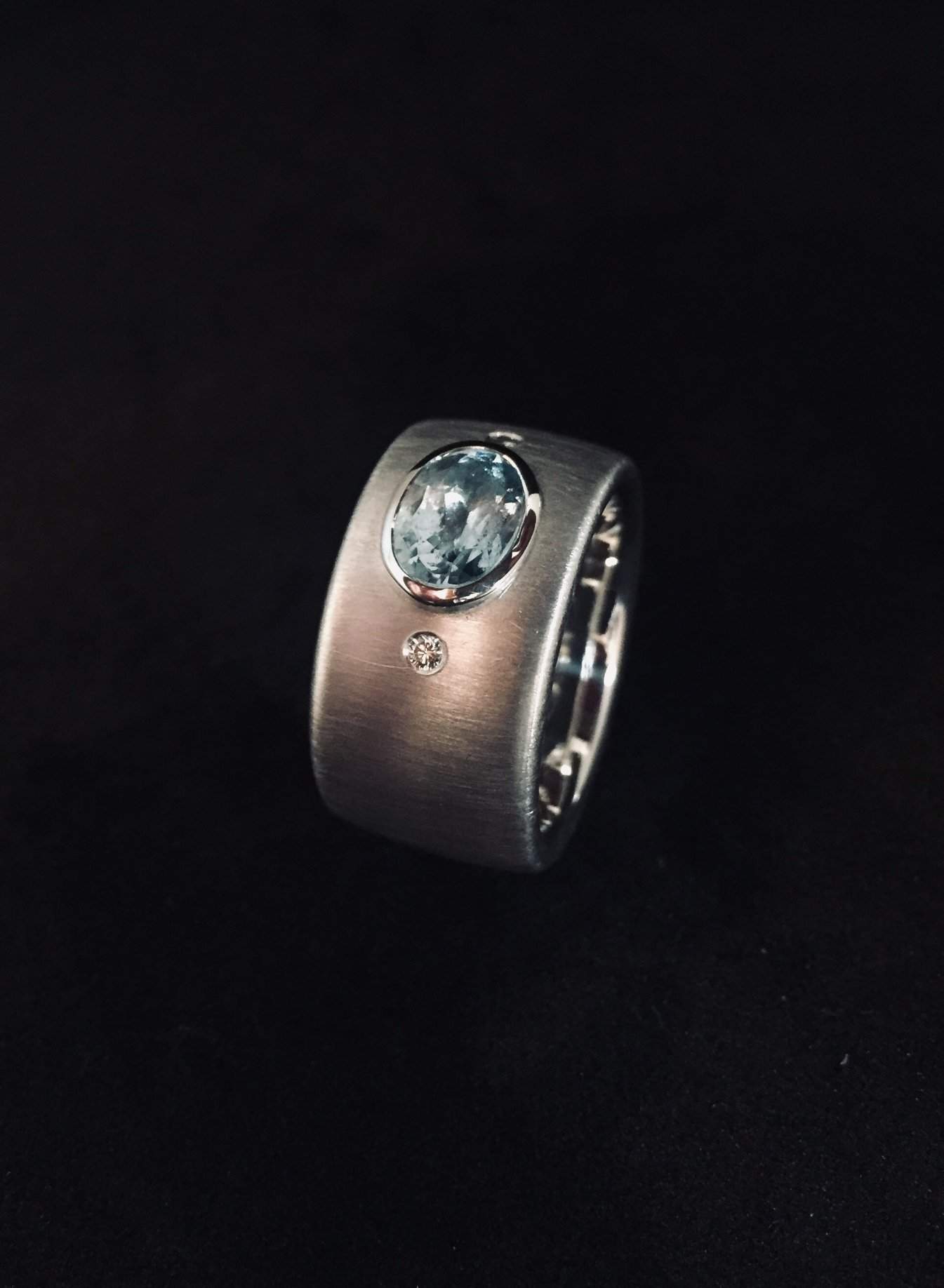 Ring Silber 925 mit Aquamarin und Brillanten