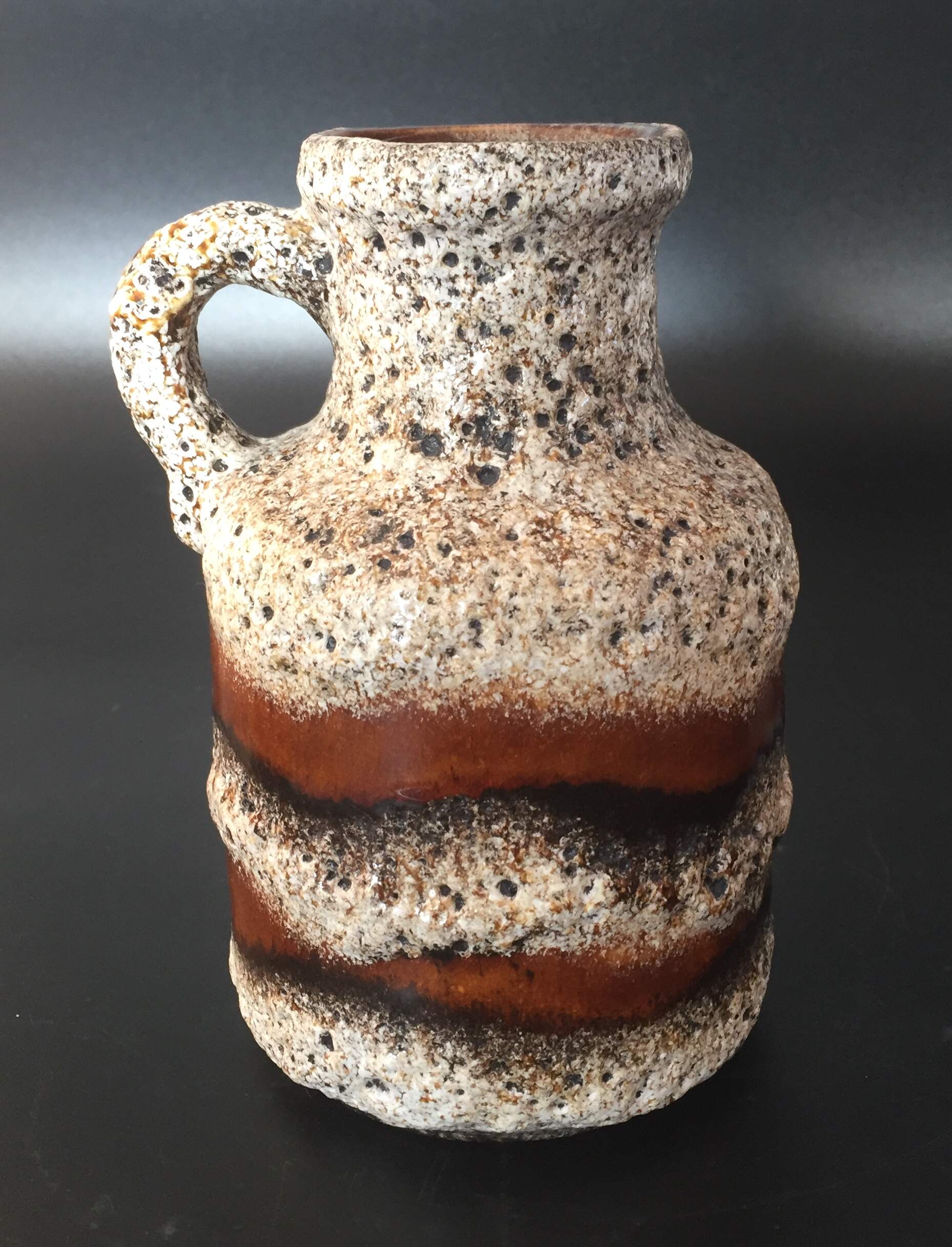 Fat Lava Vase Midcentury Schwarz braun