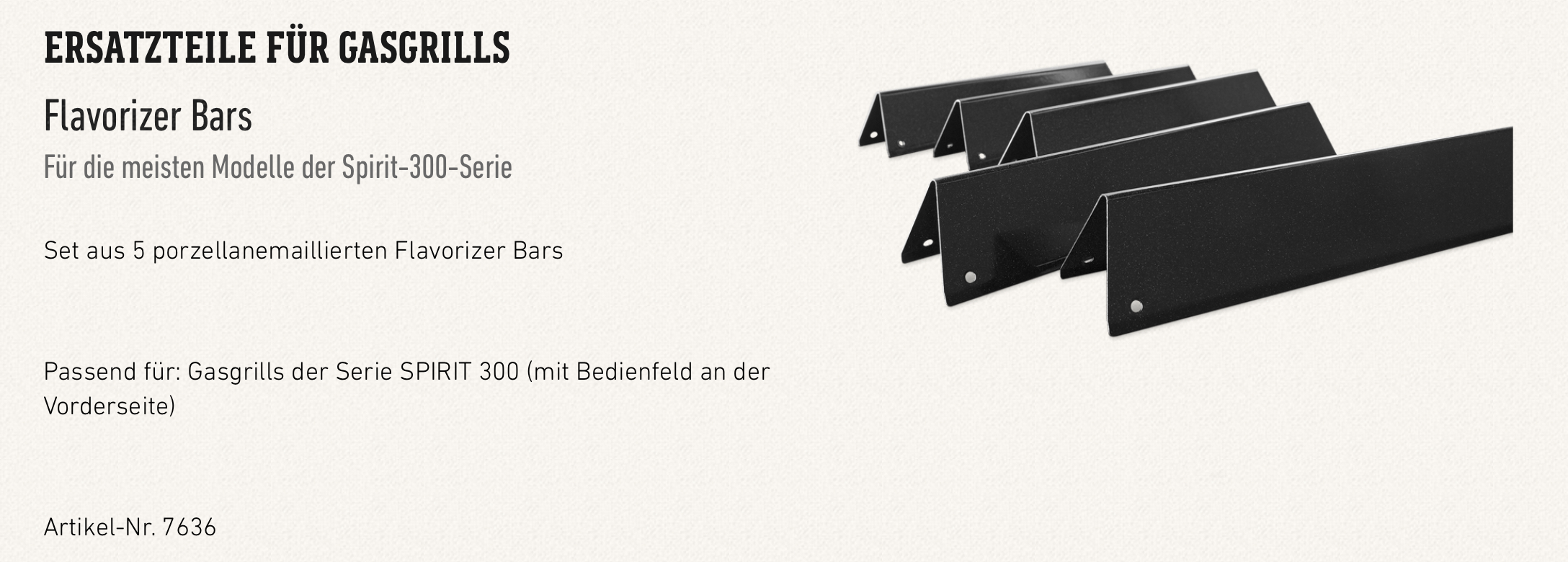 Weber Flavorizer Bars Spirit 300-Serie (ab 2013), emailliert (5er Set)