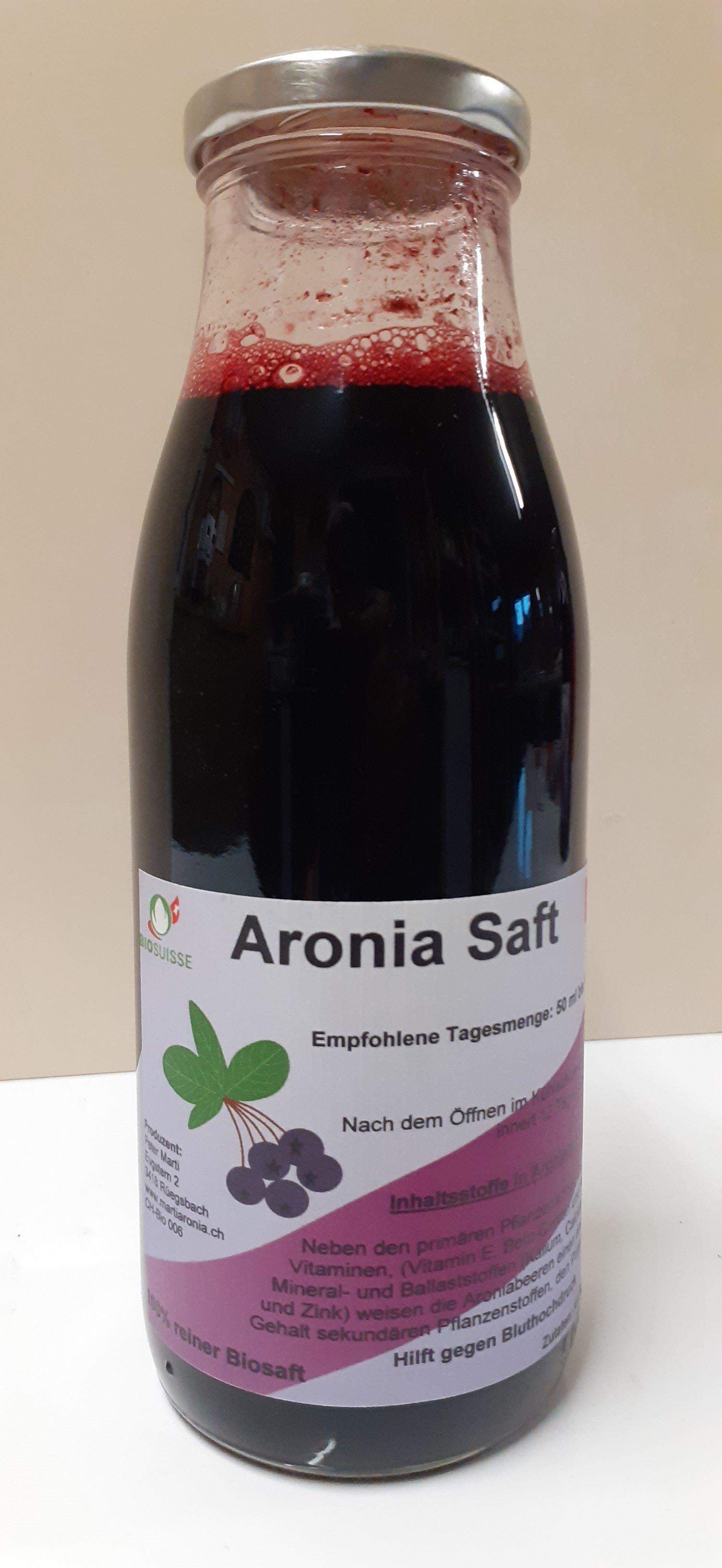 Aronia Saft 1 Liter Glasflasche
