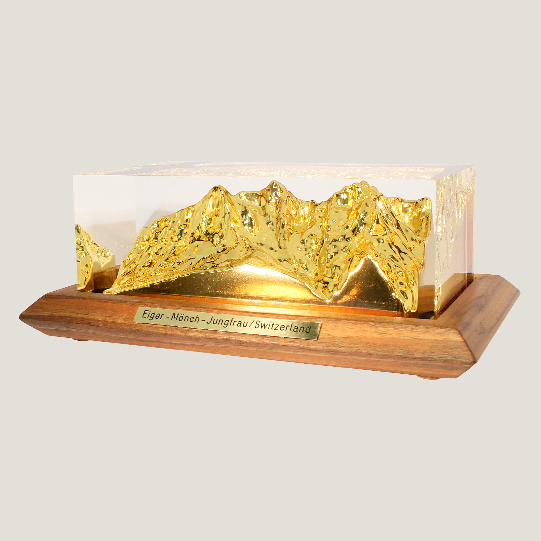 Eiger-Mönch-Jungfrau maxi,  24k vergoldetes 3D Bergmodell SMARKS® M1