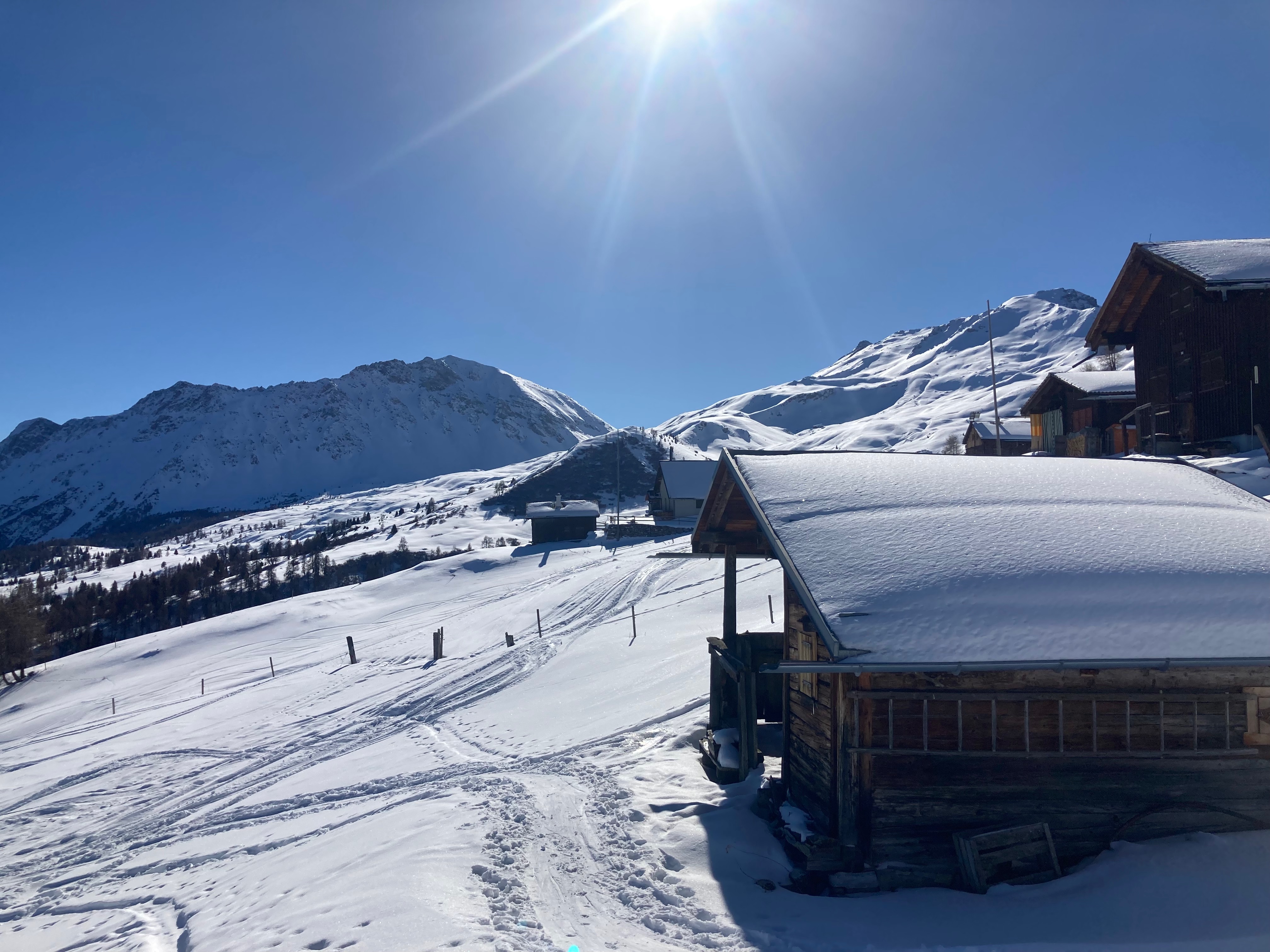 Schneeschuhtour von Stierva/Stürvis zur Alp Viglia mit Raclette