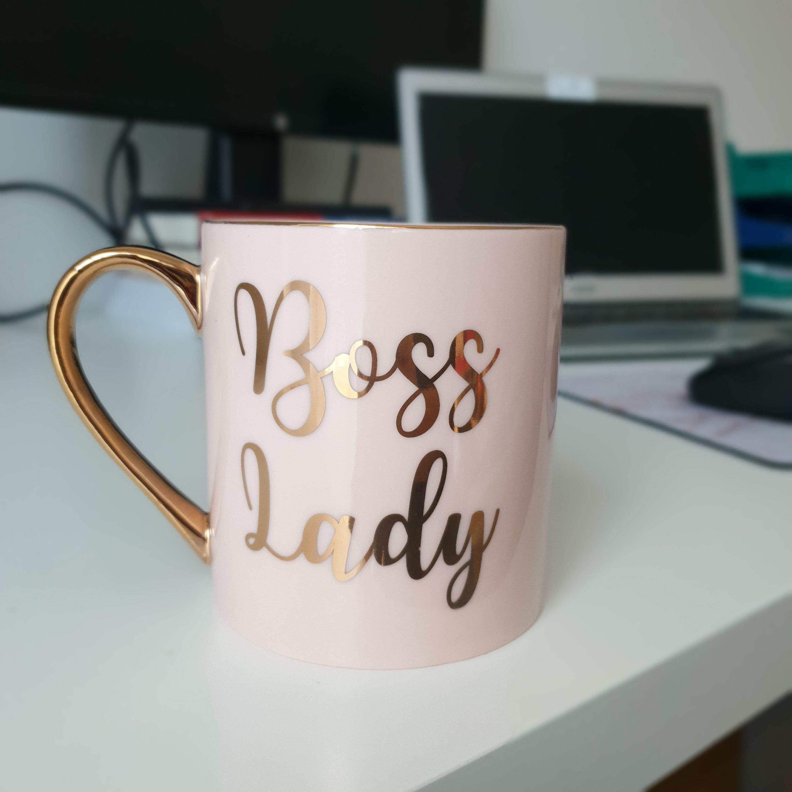 Boss Lady - Tasse Schwarz Gold - Tasse Rosa Gold