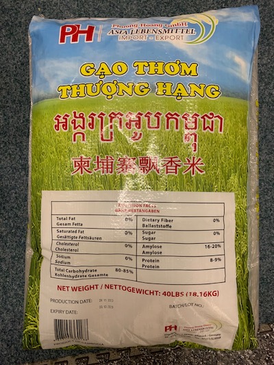 Jasmin Reis / Parfumreis (Cambodia Rice) 800 Gramm Beutel oder 18 Kilo Sack