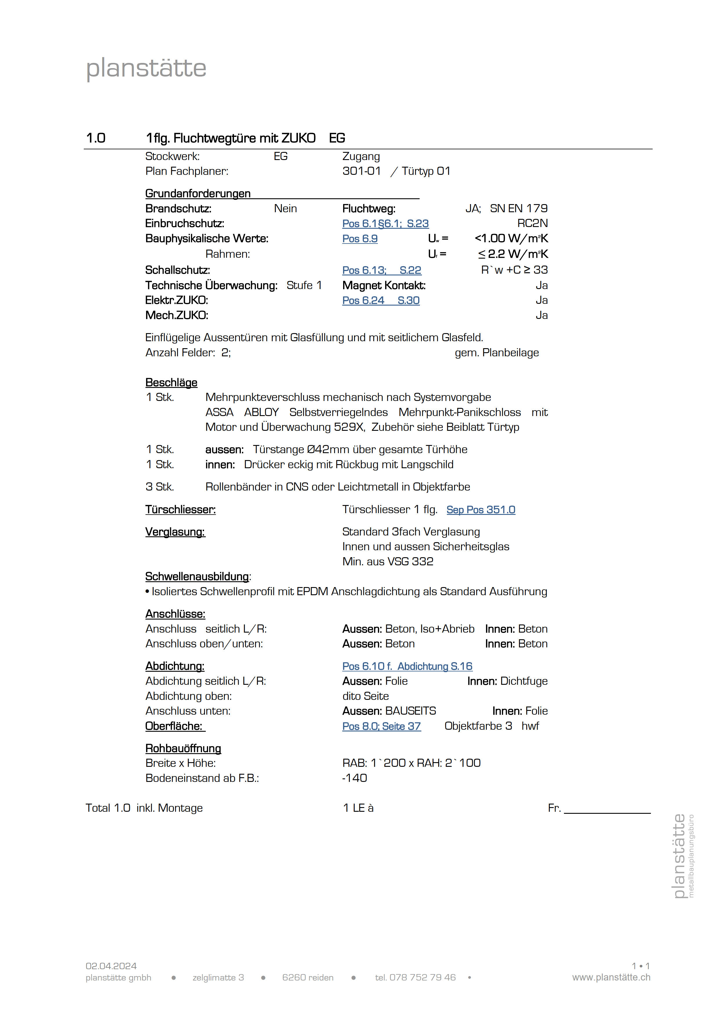 Ausschreibungstext plans