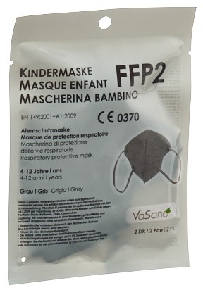 VaSano z Kinder Maske FFP2 4-12 Jahre grau
