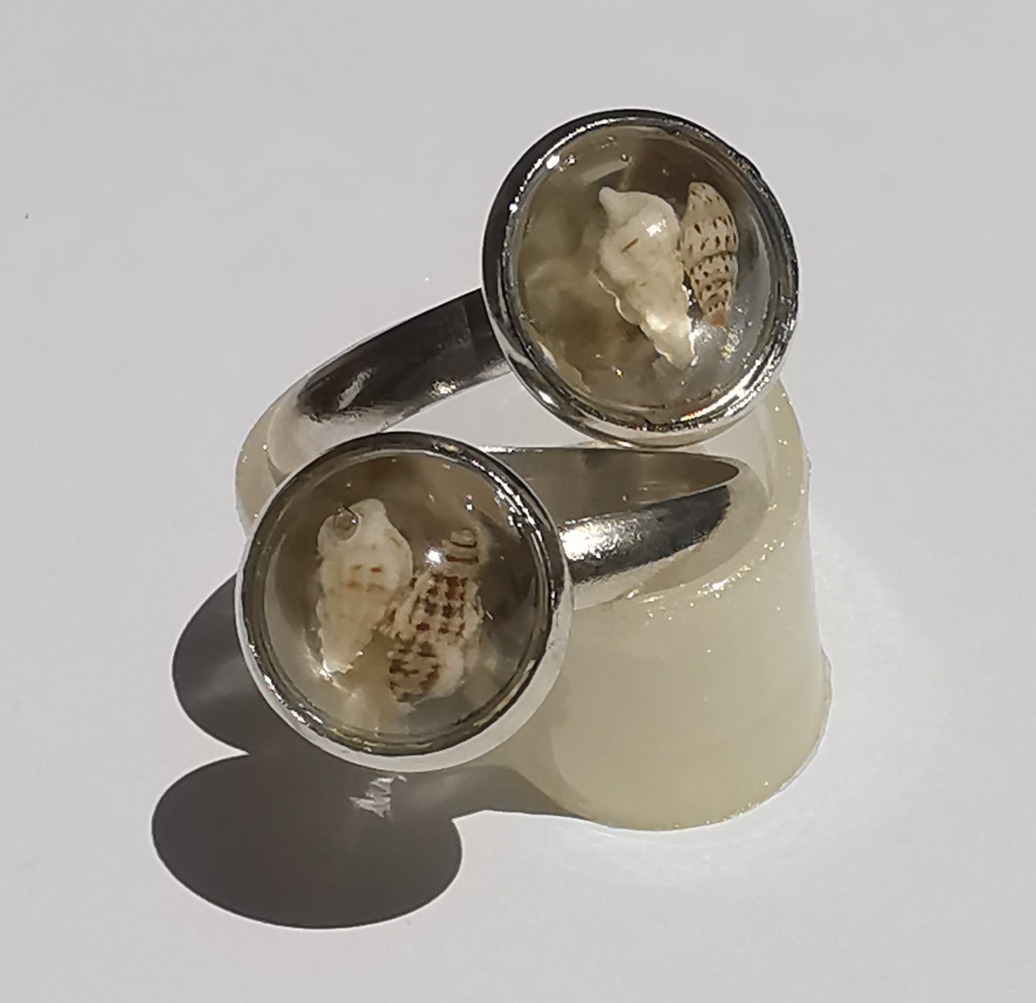 6080 - Double White Shell Cabochon Ring