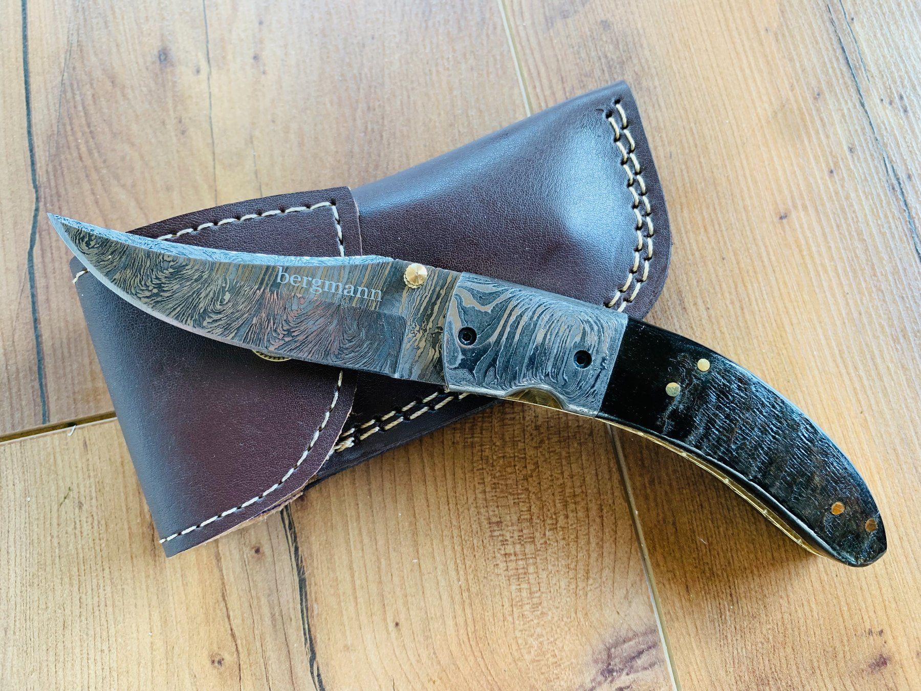 Damast Messer Klappmesser 19cm bergmann No. 04