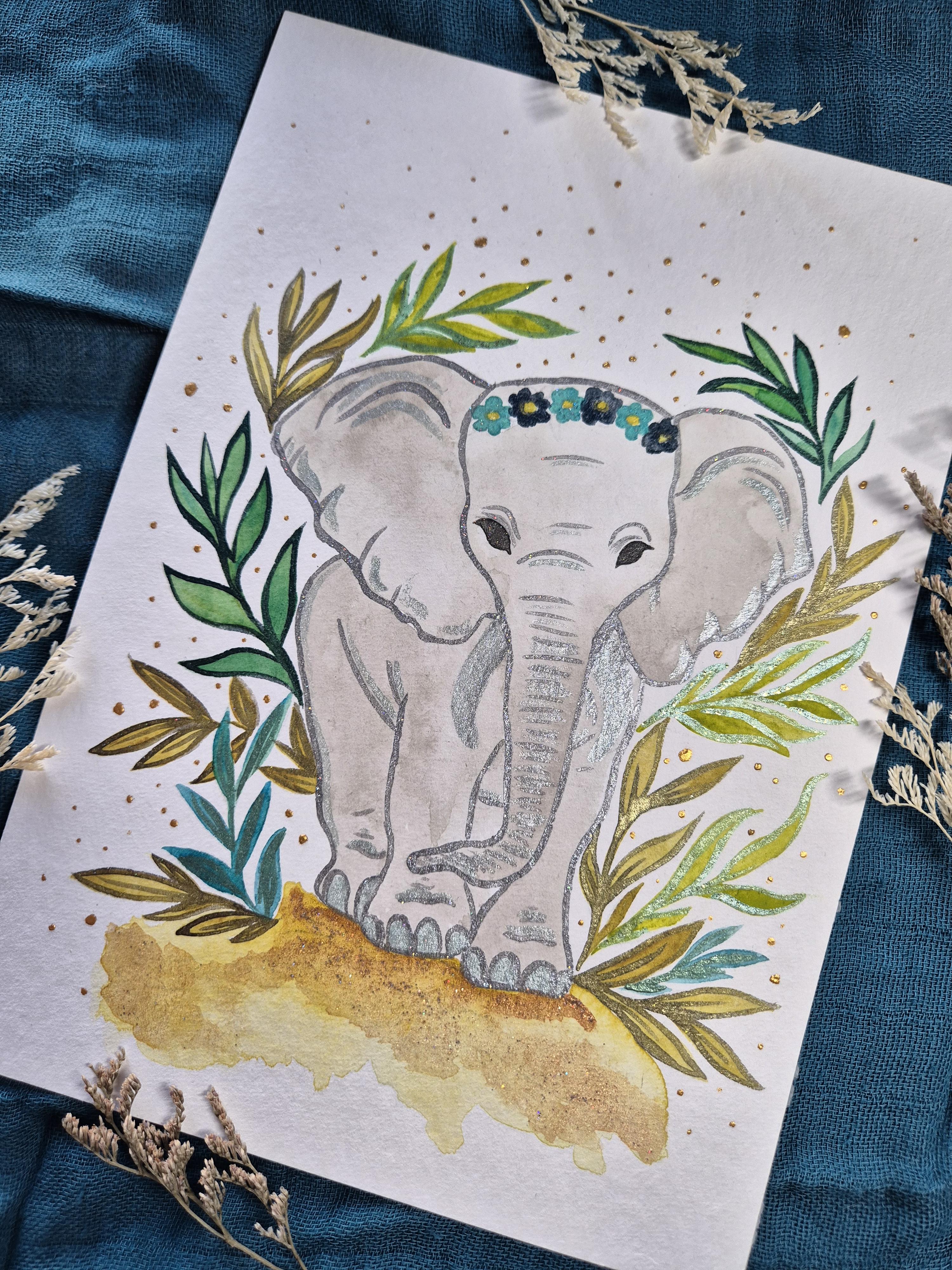 Aquarell-Elefant