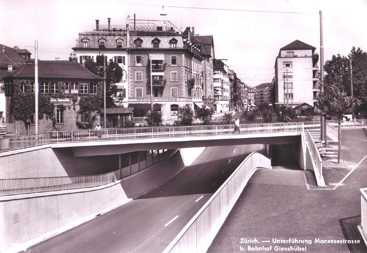 Die Manessestrasse Blickrichtung Manesseplatz in den 70er Jahren