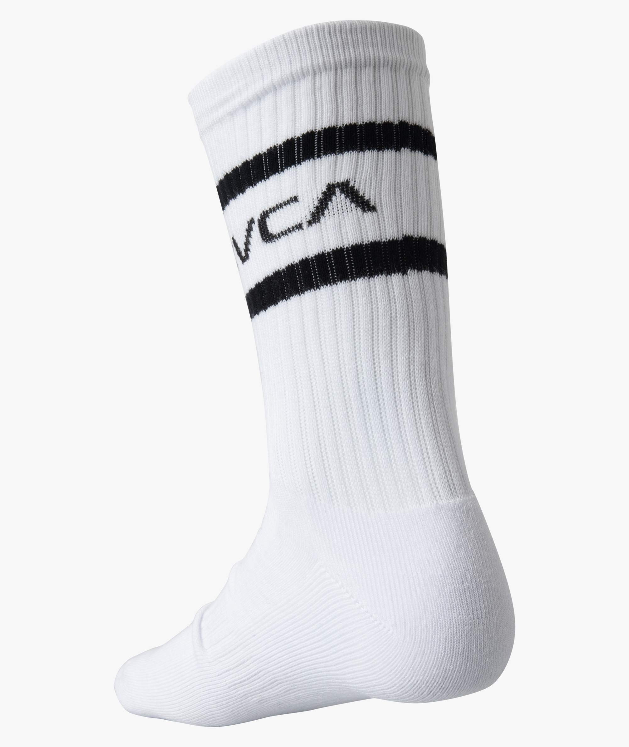 RVCA 2 Pack Striped Crew Socks White