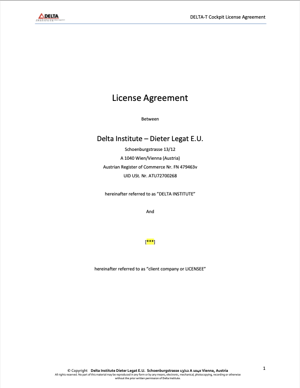 License agreement for delta-t COCKPIZ