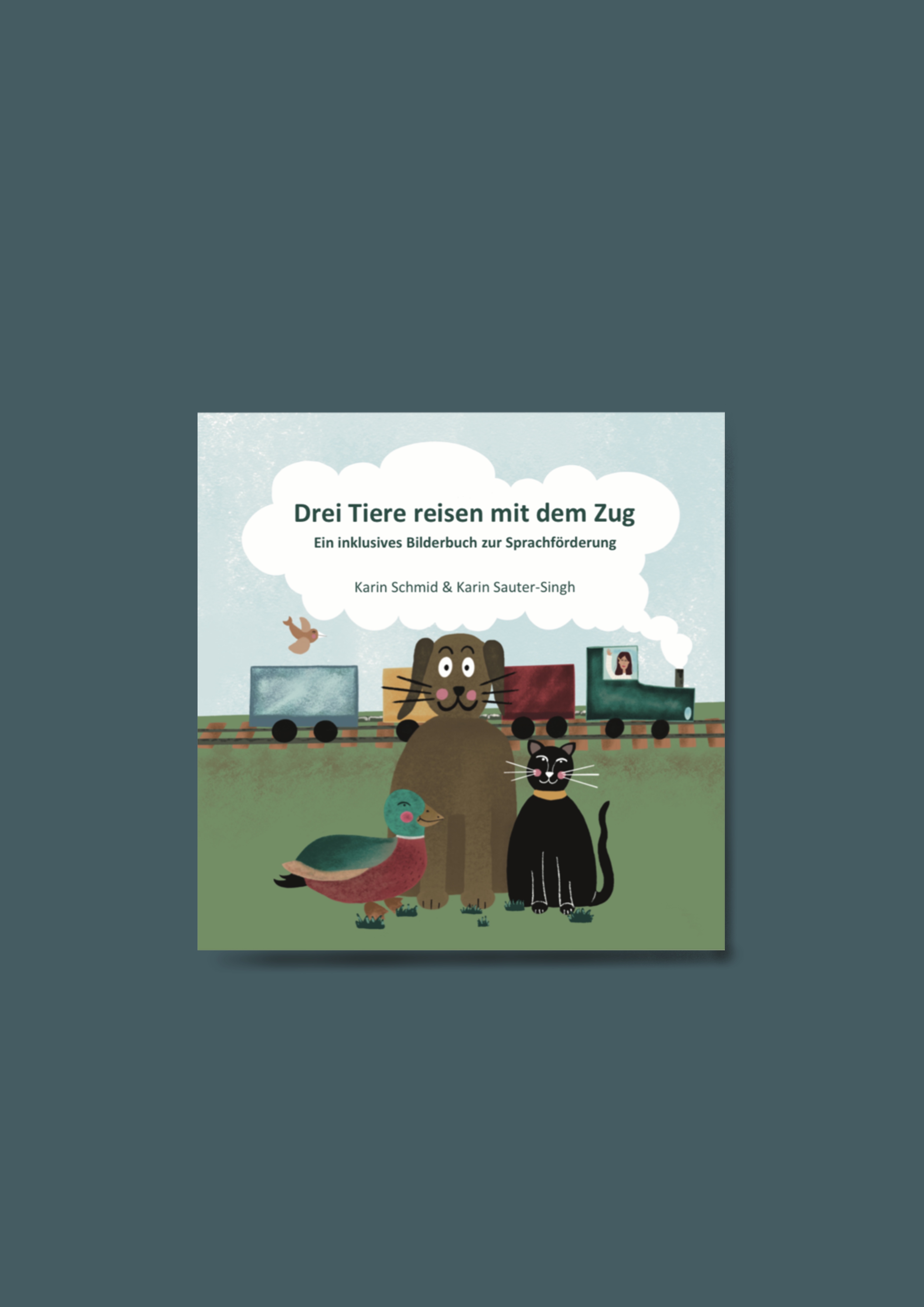 Drei Tiere reisen mit dem Zug