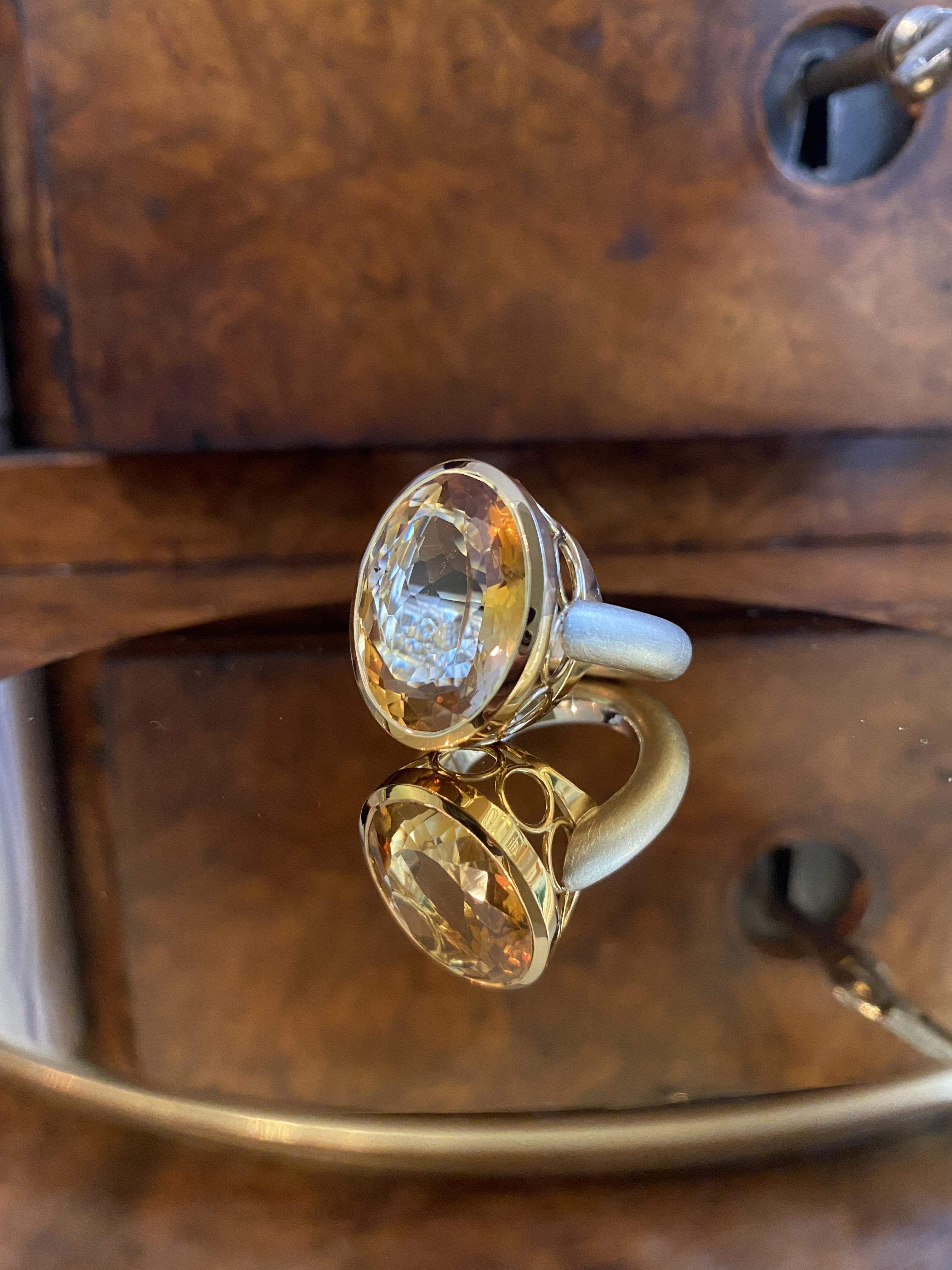 Ring Silber 925/Gelbgold 750 mit einem Citrin