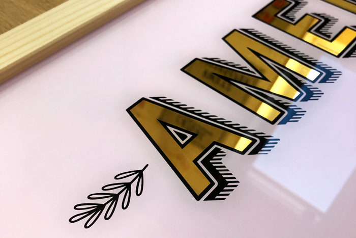Personalisierte Hinterglasvergoldung mit Blattgold für Schriftenmalerei Online - Shop