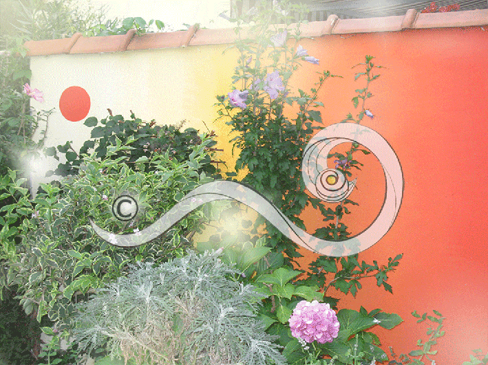 Feng Shui Gartenmauer Farbgebung vorher-nachher