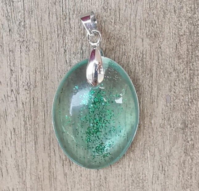 1610 - Green Glitter Ellipse