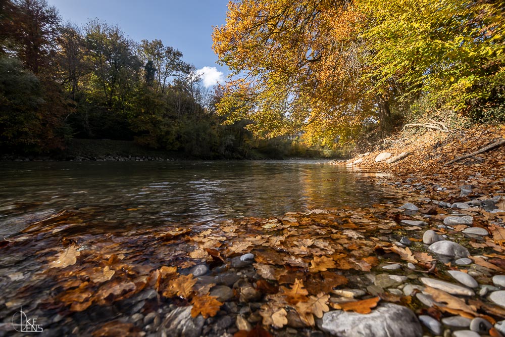 Herbstfluss Aare 2020 Foto-Druck auf Alu-Dibond 75 x 50 cm