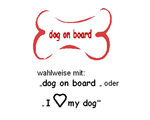 Klebeknochen mit "dog on board" 12 cm