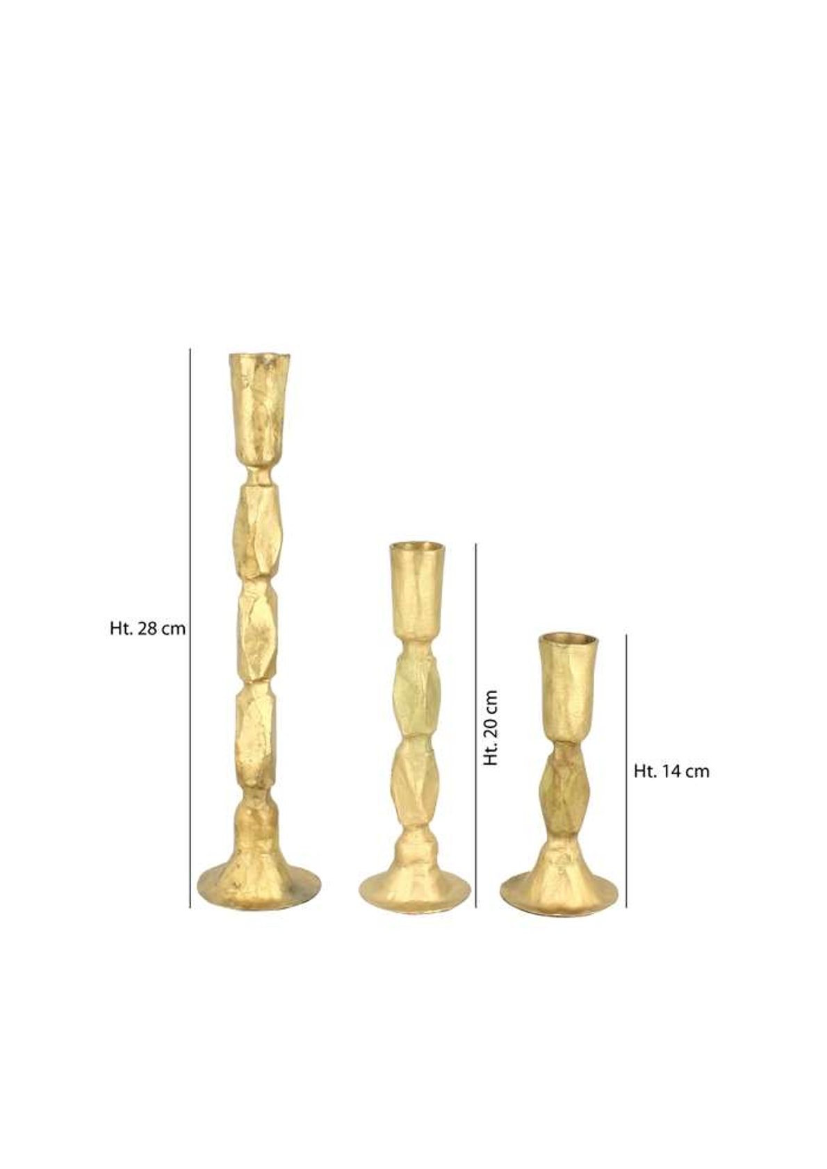 3er-Set Kerzenhalter aus Schmiedeeisen goldfarben