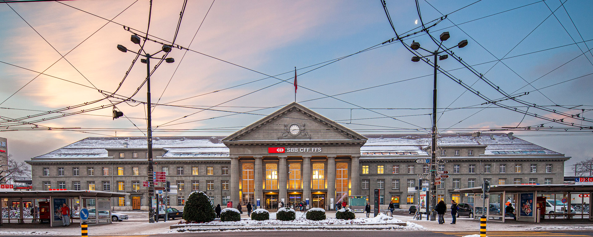 Bahnhofplatz Biel-Bienne im Winter
