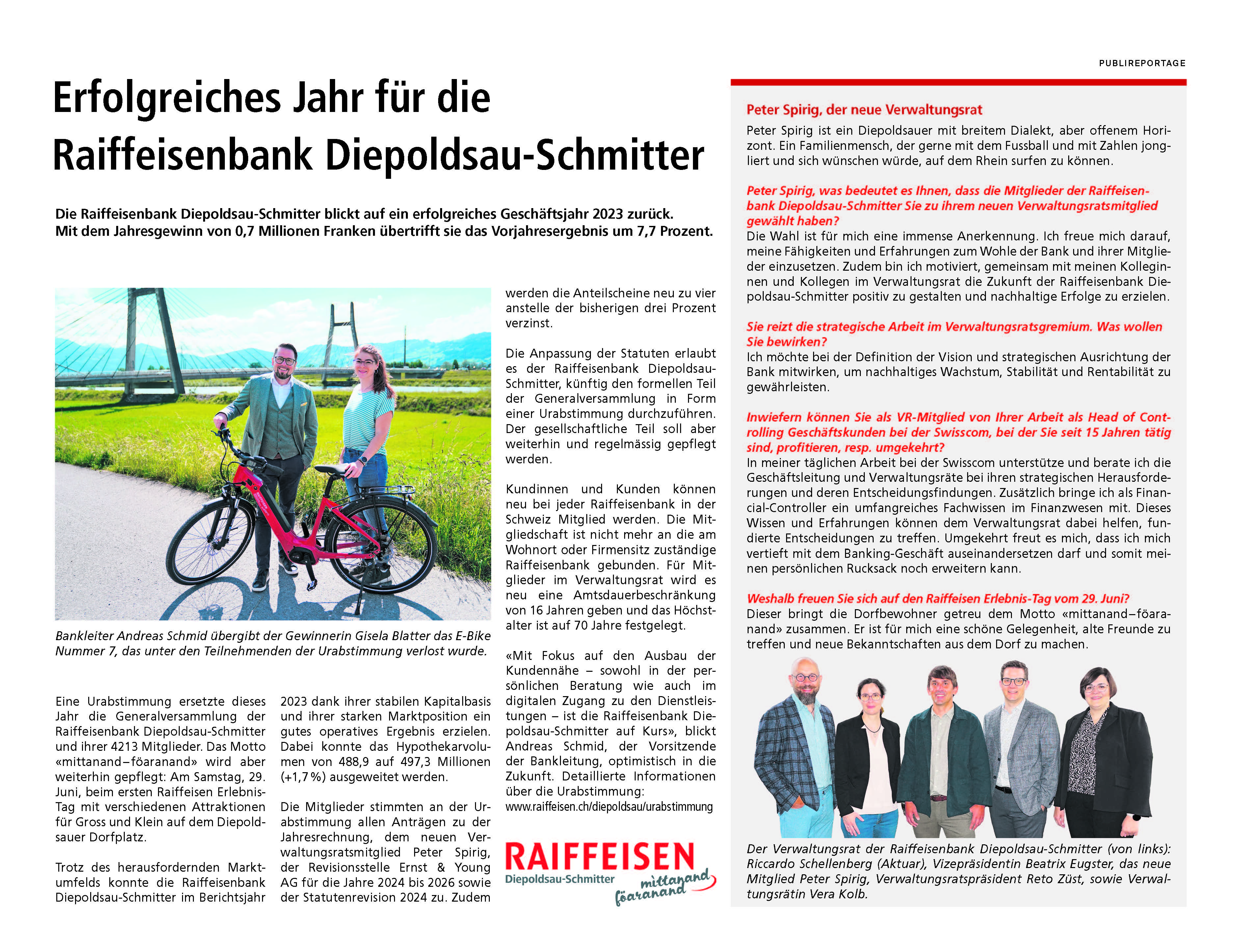 Publireportage Raiffeisenbank Diepoldsau-Schmitter