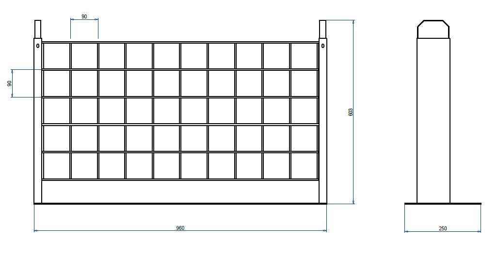 Grundelement 960 mm für 50 Flaschen bis 75 cl