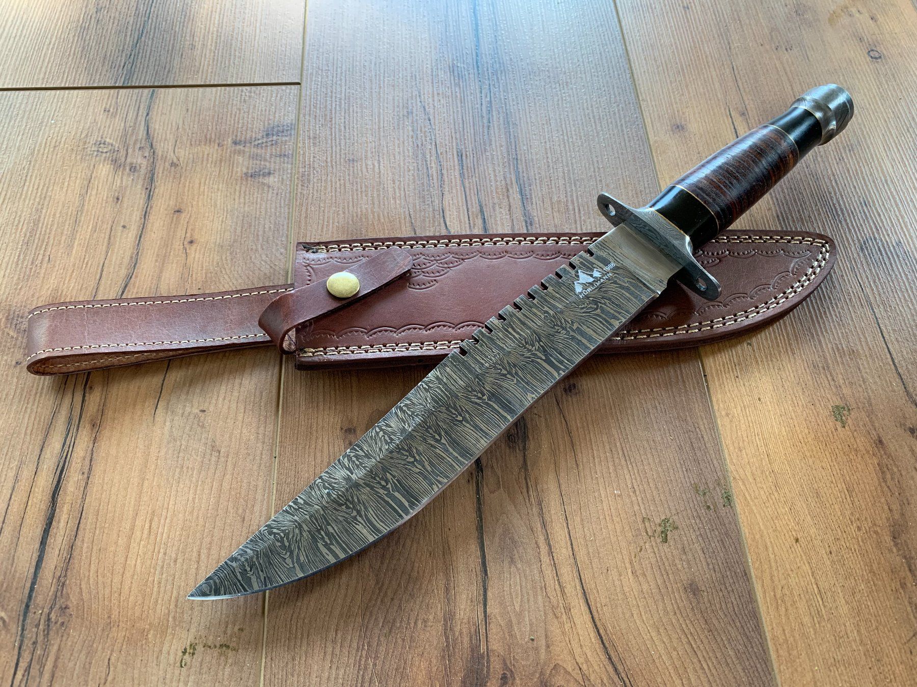Damast Messer feststehend 39cm hürlimann No. 09