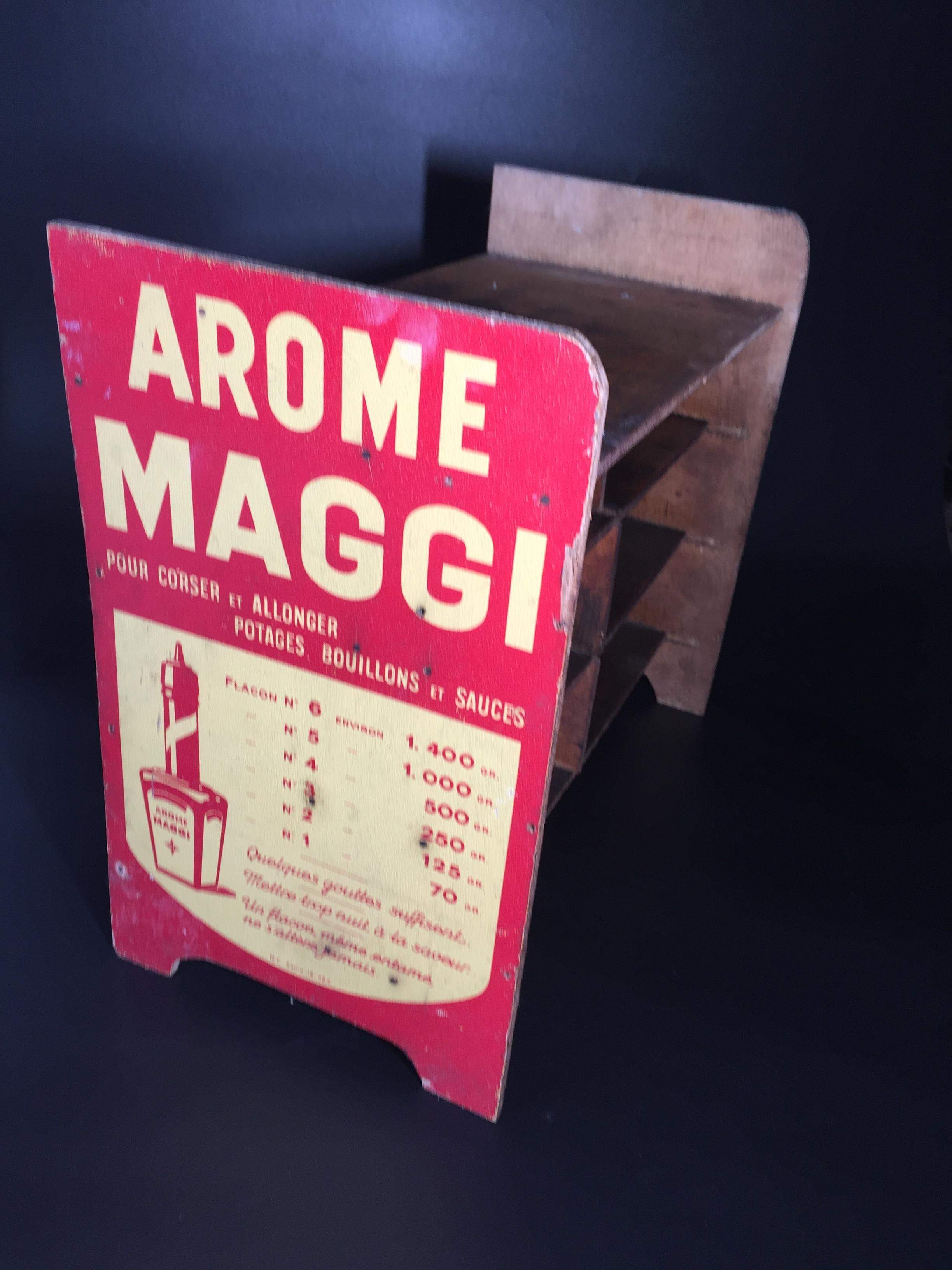 Antikes Maggi Verkaufsregal aus Holz
