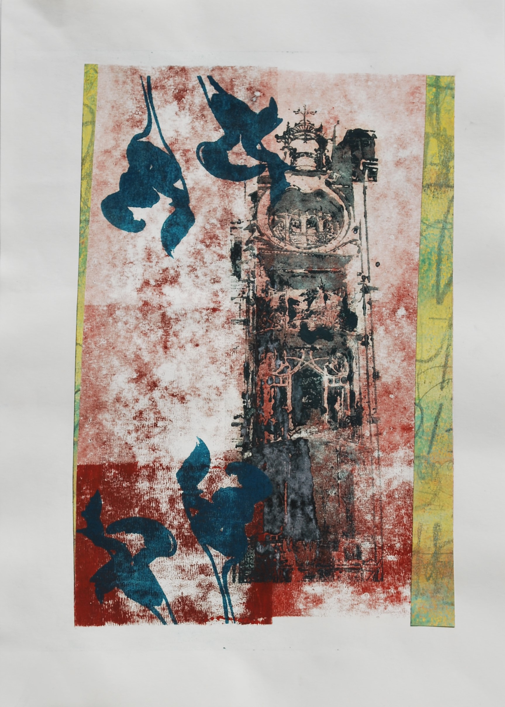 Oeltransfer & Acrylcollage auf Papier | 41.8 x 29.5 cm | 2018