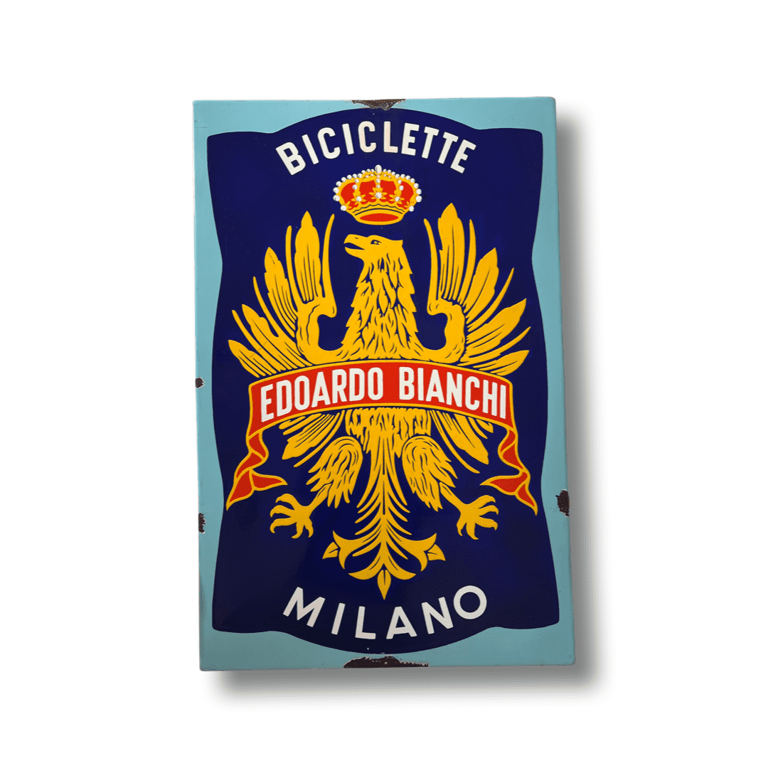 Altes Emailschild Velo Edoardo Bianchi Italien um 1950