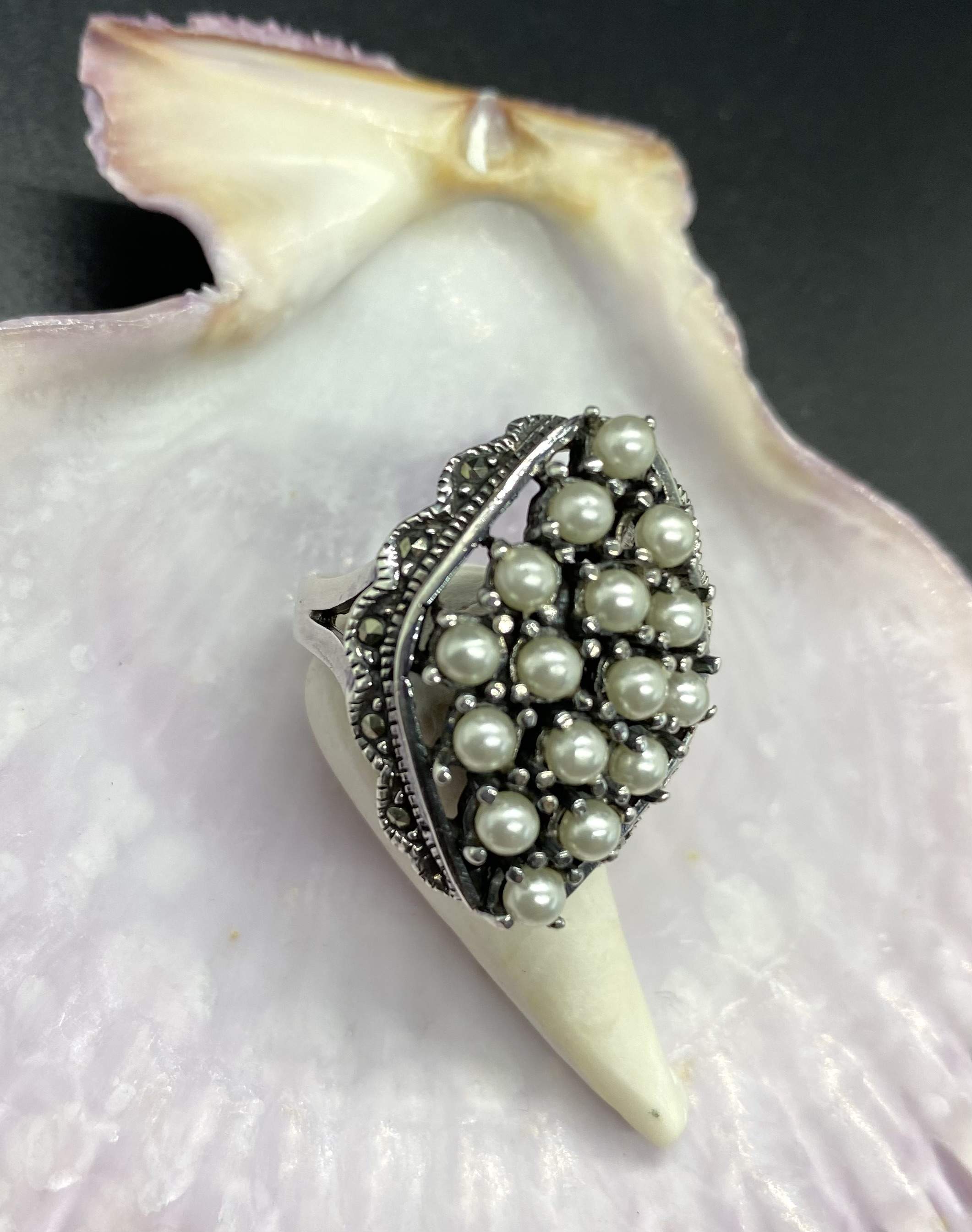 Silber Fingerring (925er) mit Perlen