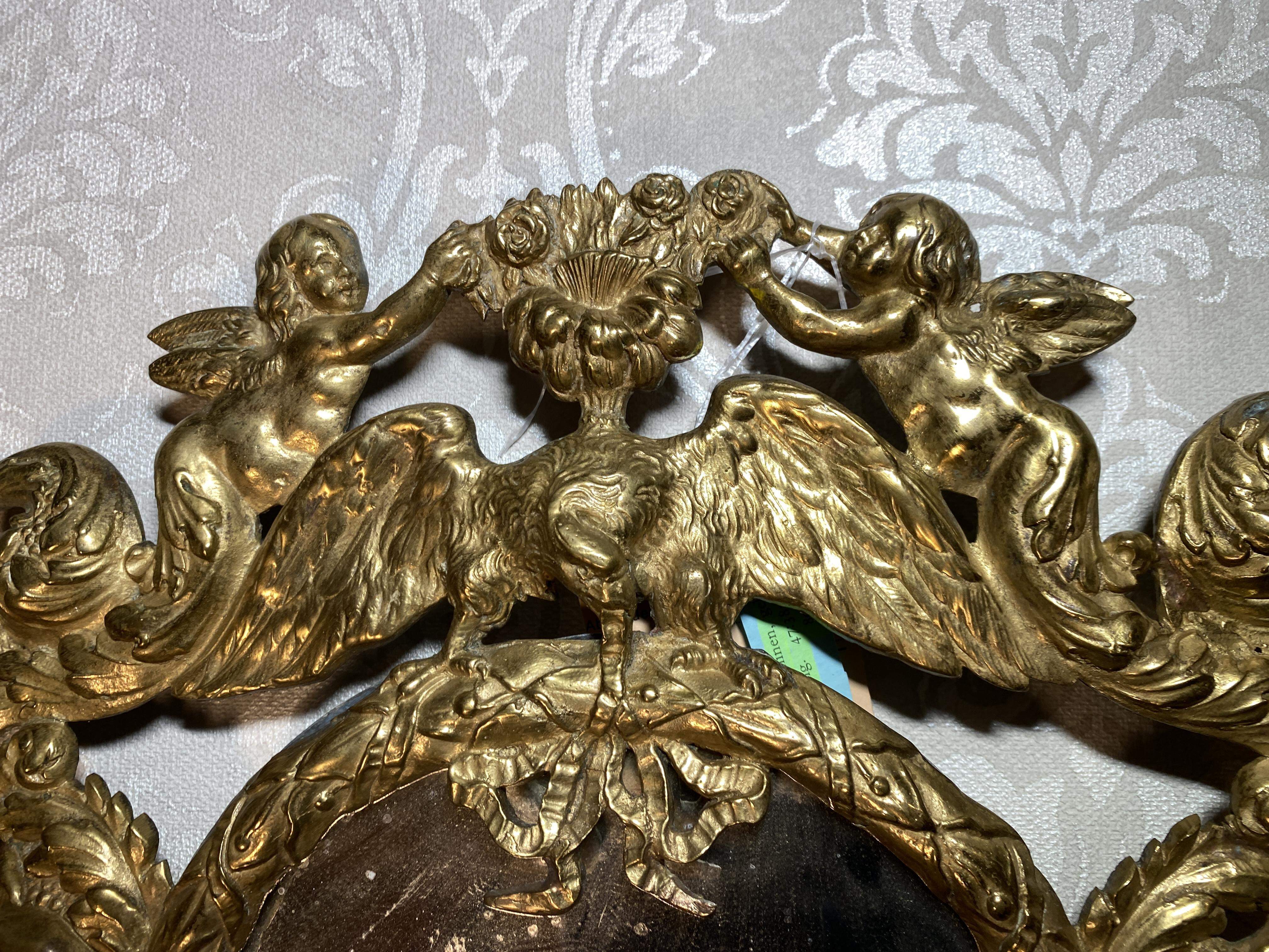 Kerzenleuchter Bronze mit Spiegel 19. Jahrhundert