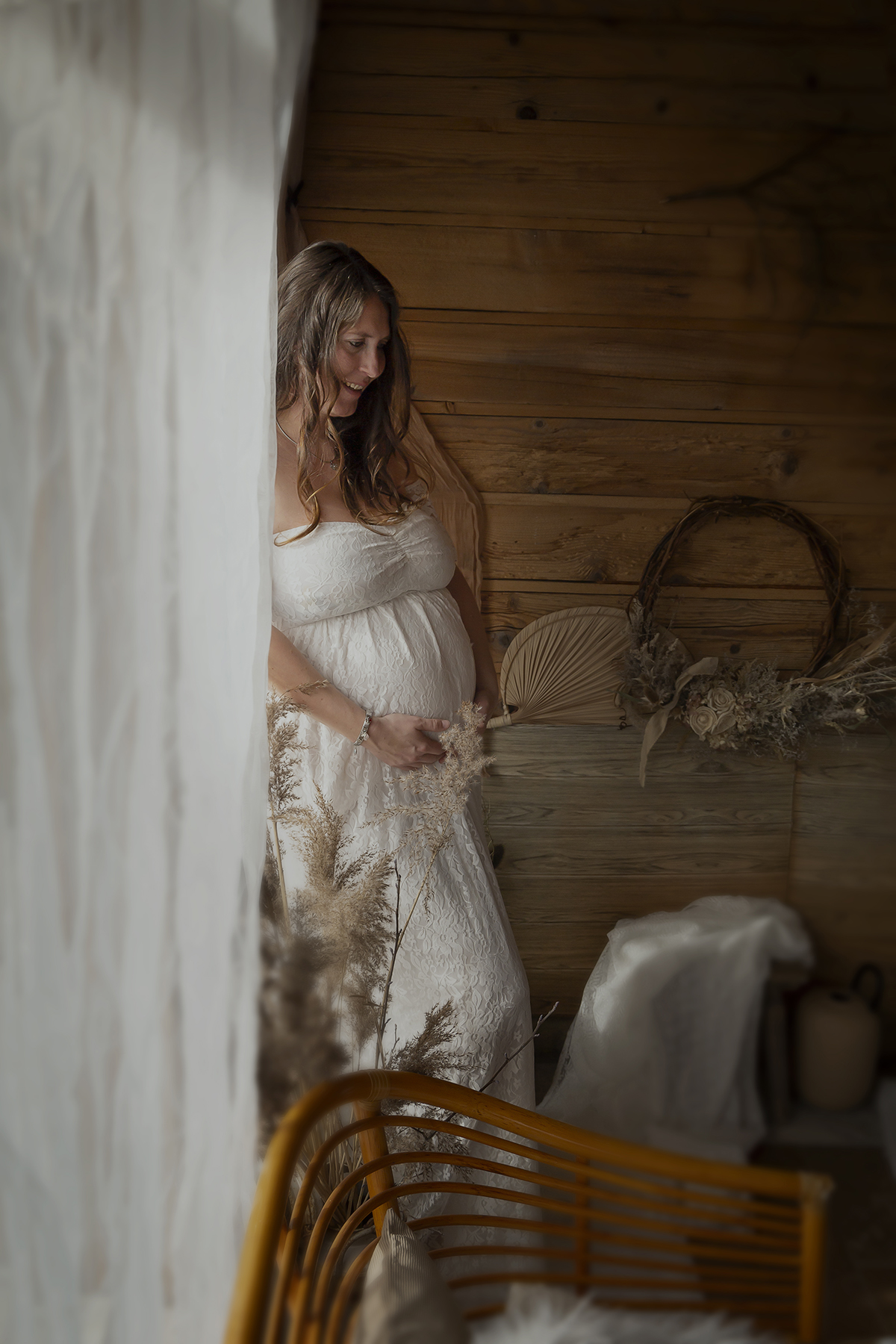 Eine Boho-Vintage-Schwangerschaftsfotosession in meinem Studio in Lasberg.