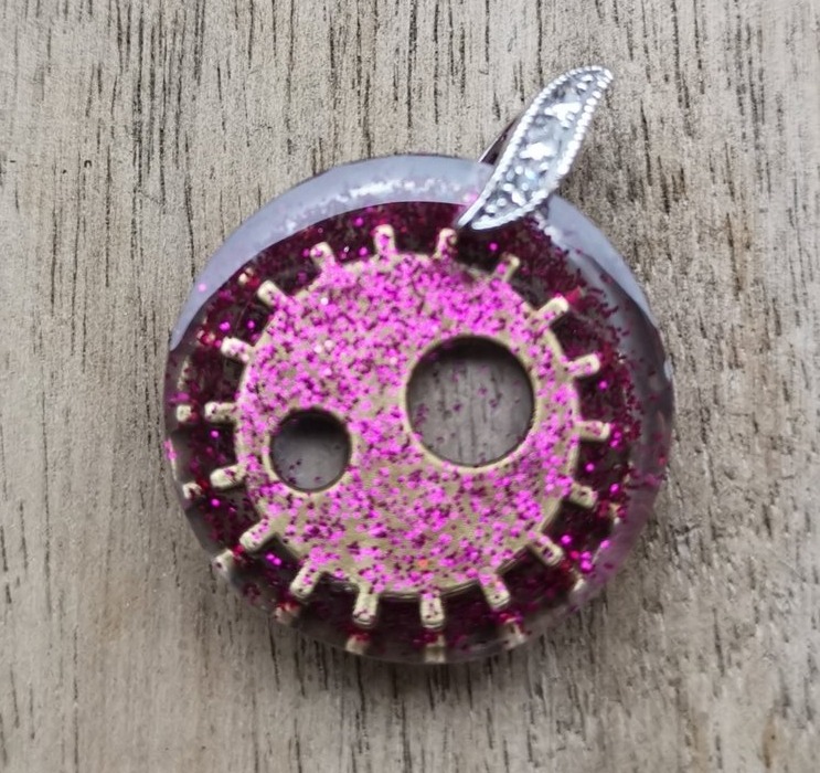 2170 - Gear Grey Pink Glitter Circle