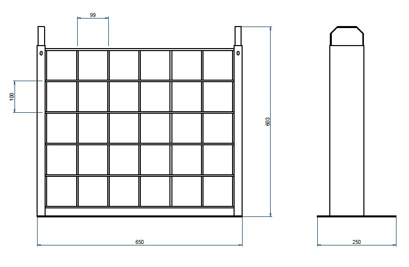 Grundelement 650 mm für 30 Flaschen bis 150 cl