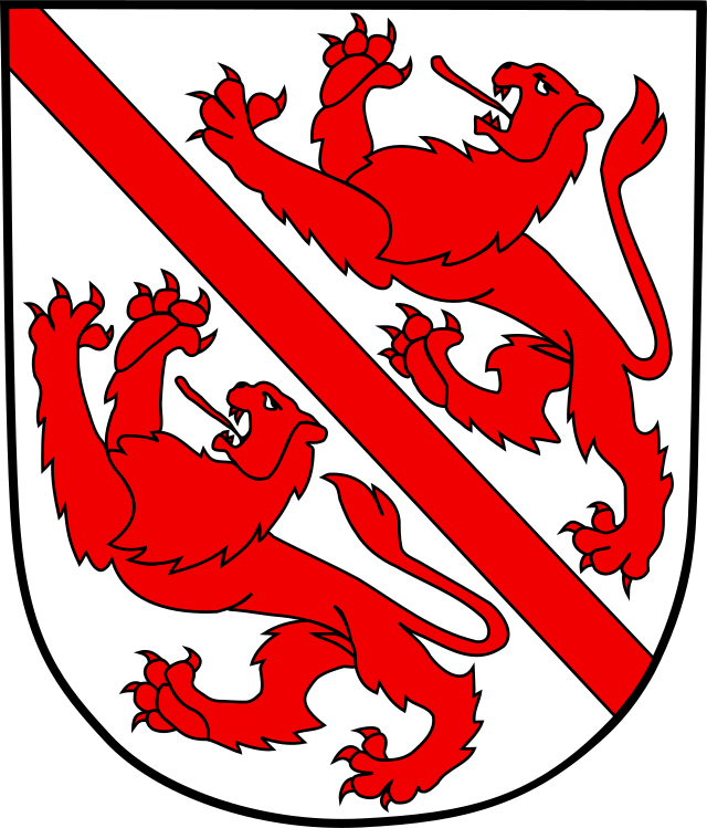 Das Wappen von Winterthur: zwei rote Löwen auf weissem Hintergrund