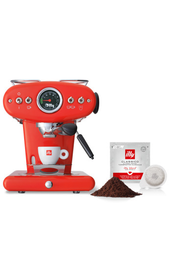 X1 Anniversary, Espressomaschine für ESE-Pads + Kaffeepulver, Rot, Schwarz und Edelstahl