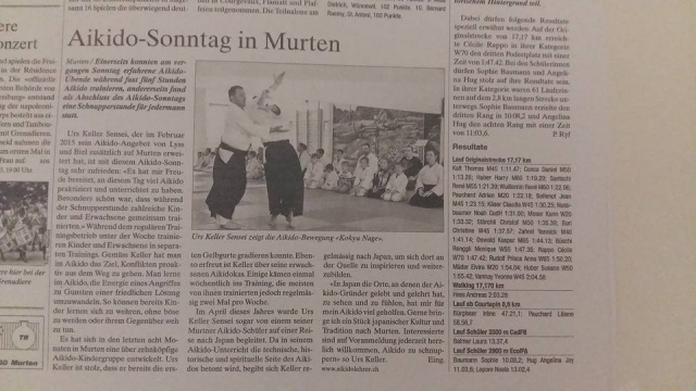 Urs Keller Aikido Murten Zeitungsartikel 2015