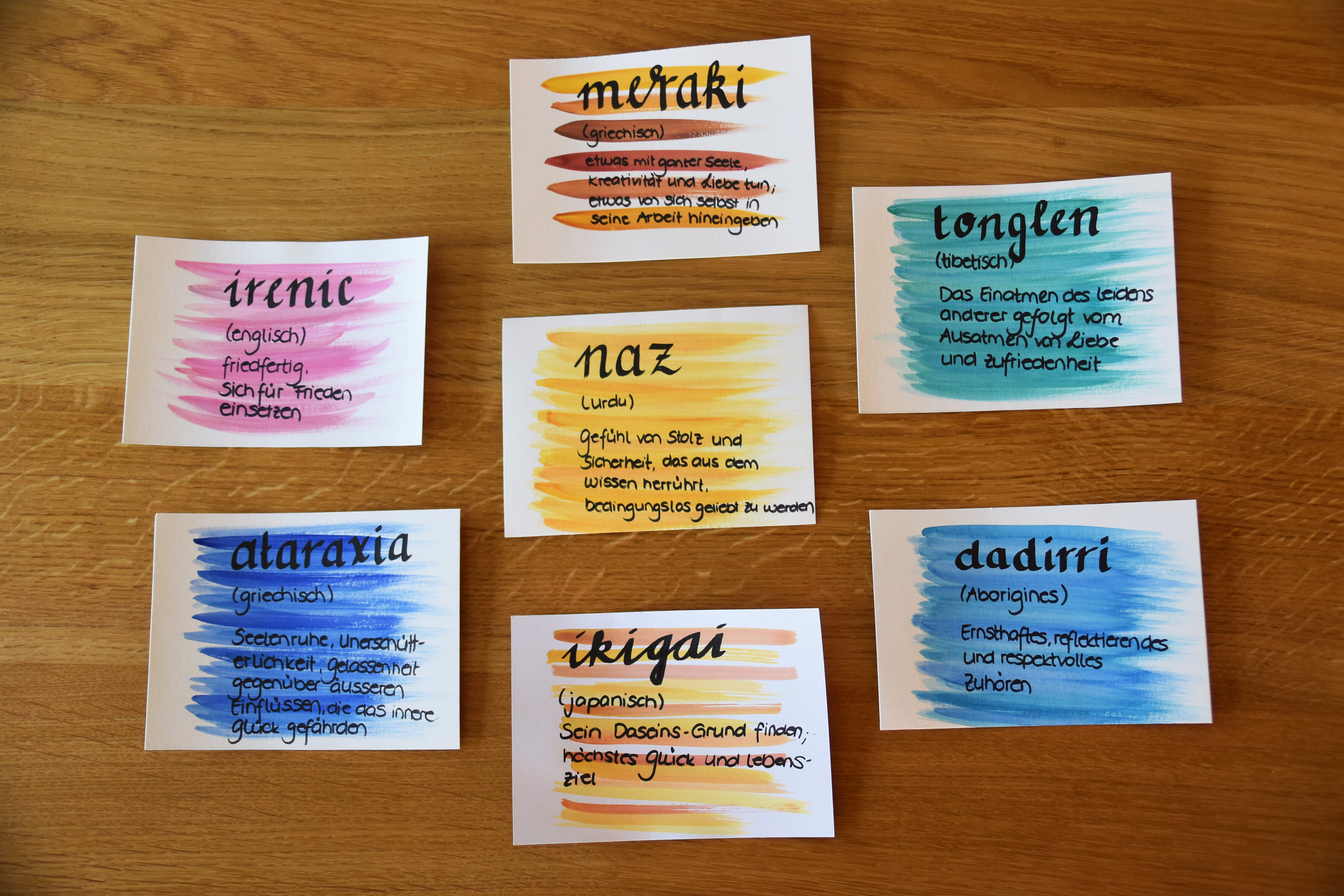 Wortkarten Worte Farben Malen Philosophie Inspiration Marisa