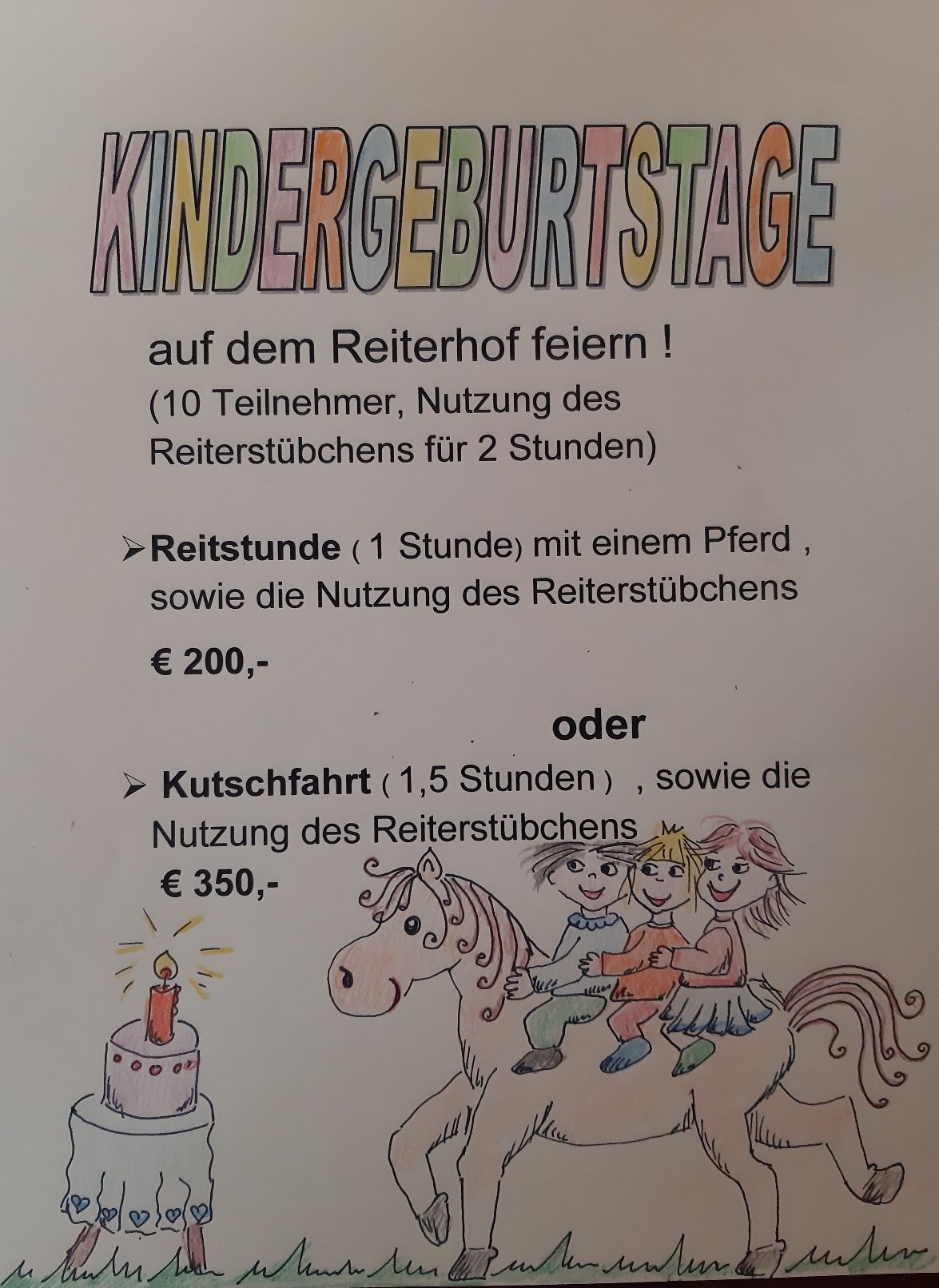 Kindergeburtstag, Pferde, Reiten, Reiterhof