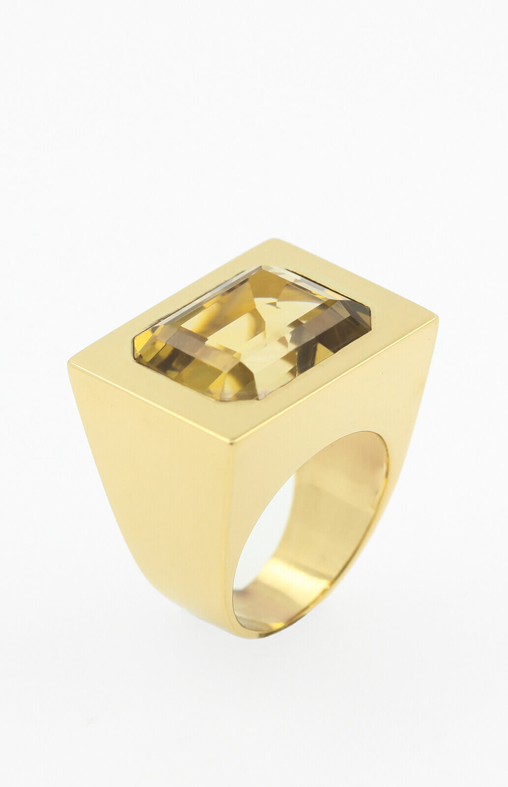 18K Gold-Citrin Ring massiv