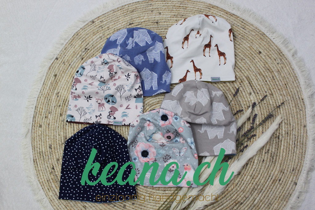 Beanie Mütze für Kinder, Grösse 48cm (1-1.5 Jahre), diverse Motive, handmade