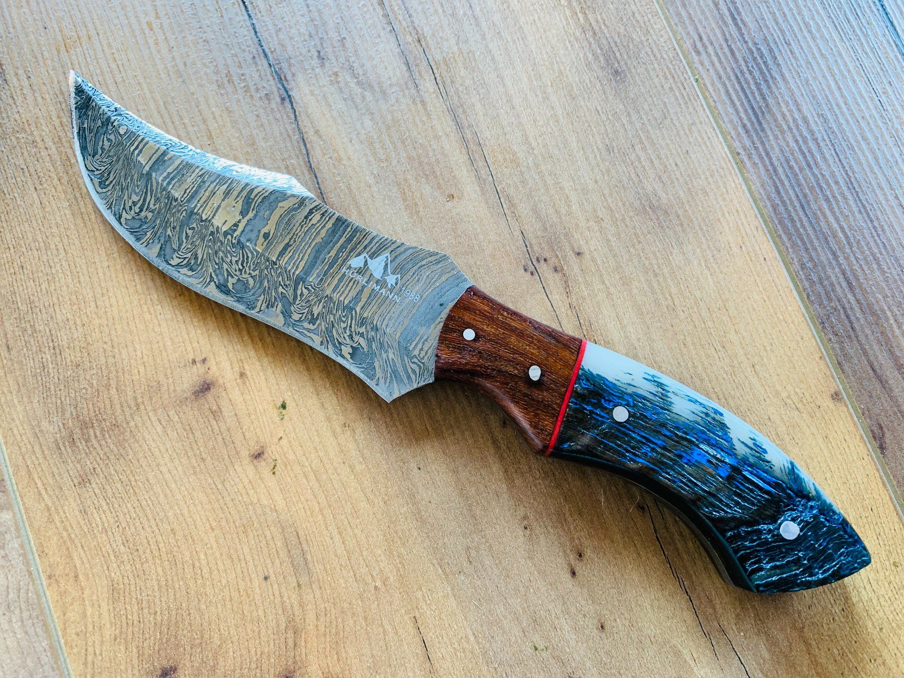 Damast Messer feststehend 22cm hürlimann No. 02